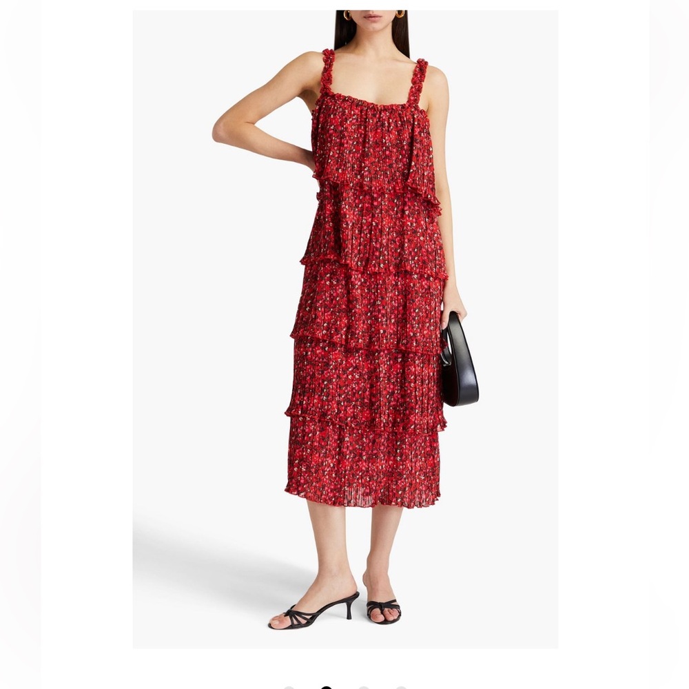 Ganni floral plissé chiffon dress